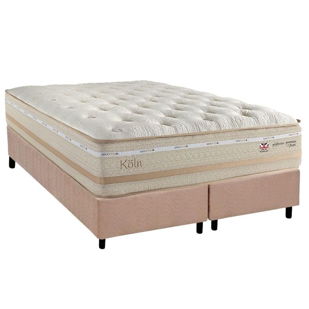 Conjunto Box King: Colchão Molas Herval Maxspring Koln + Base CRC Suede Clean (193x203)