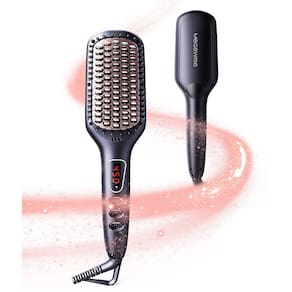 Escova de alisamento de cabelo MEGAWISE Pro Ceramic Ionic Black