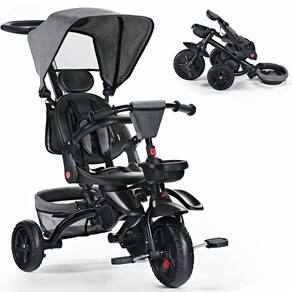 Triciclo infantil TODEFULL TODEFULL Folding 8 em 1 cinza 1-5 anos