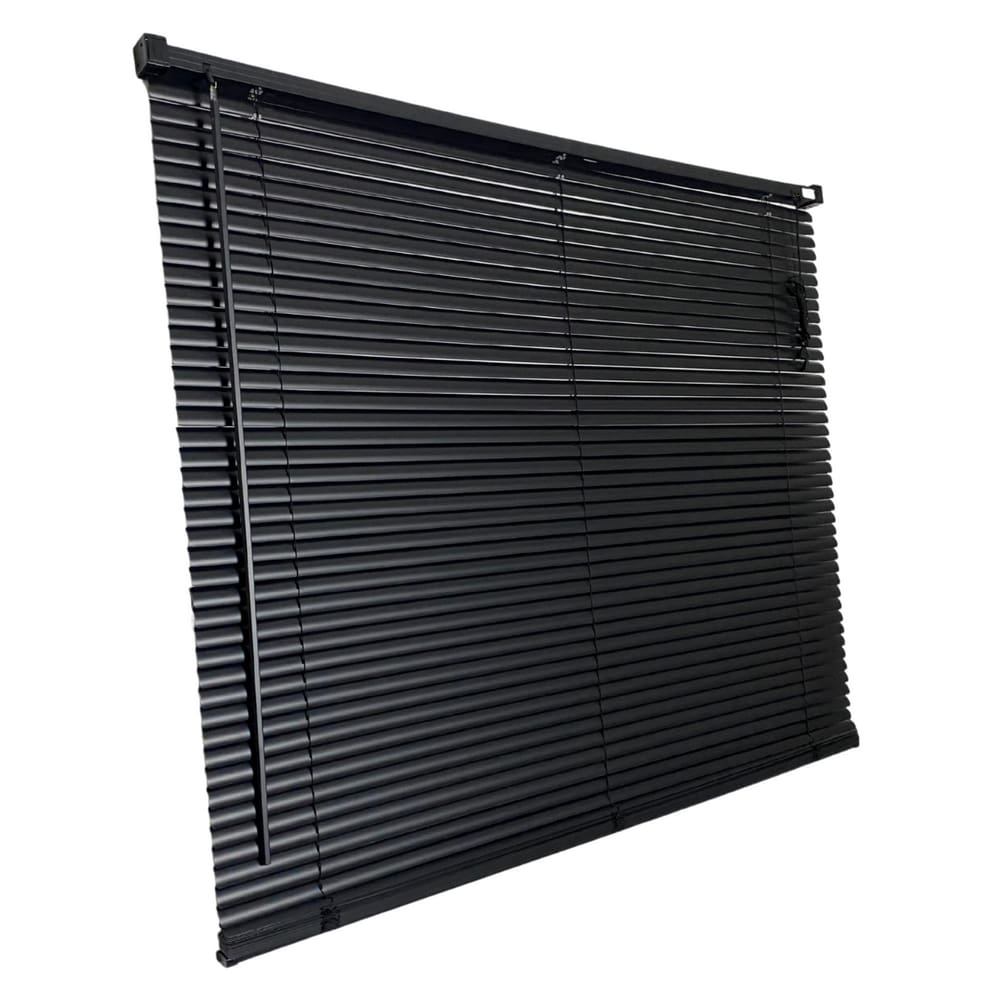 Persiana Horizontal PVC Block Preta 100 (L) x 160 (A) Cm Lâminas Alta Cobertura e Kit de Instalação