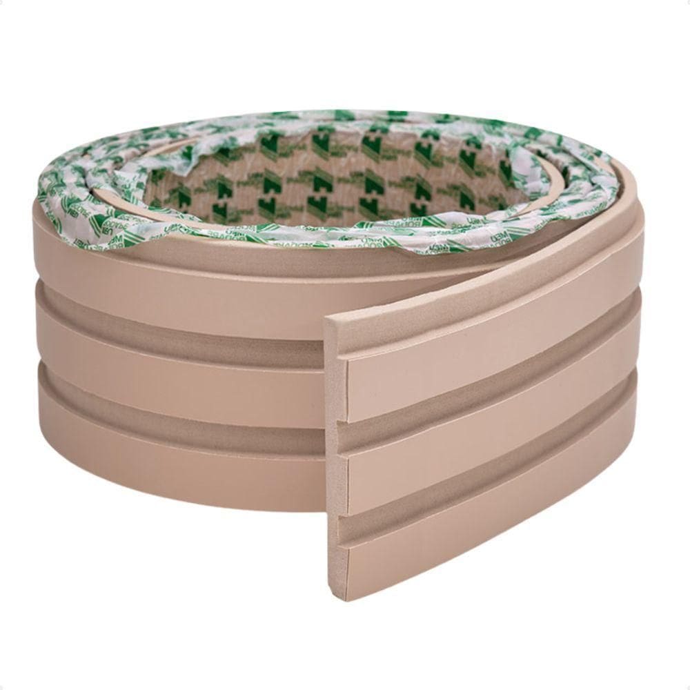 Painel Ripado Laminado De Eva Autocolante Flexível Rolo 5mt Creme