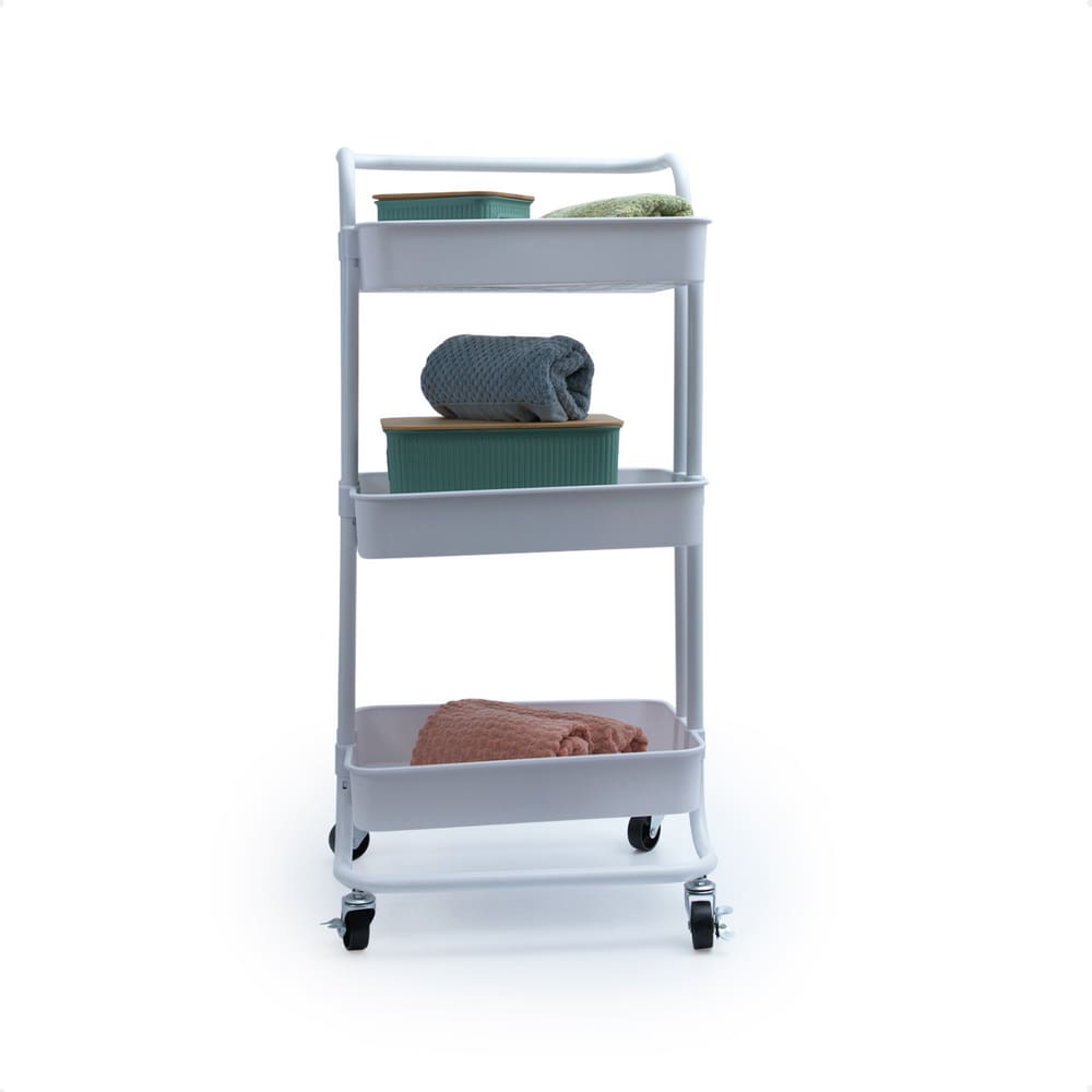Carrinho Organizador Oikos Multiuso com 3 Prateleiras Branca