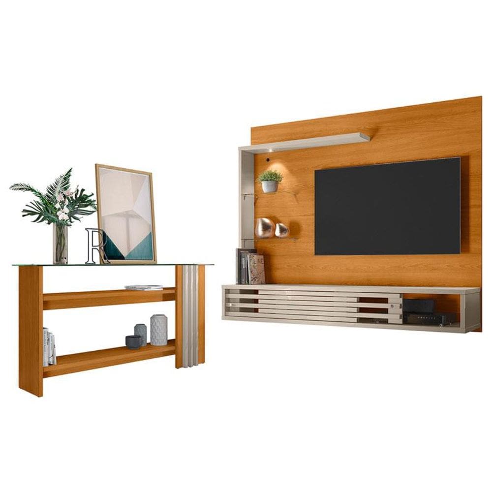 Estante Home Theater Suspenso com Aparador Frizz Select Cinamomo Off White – Madetec