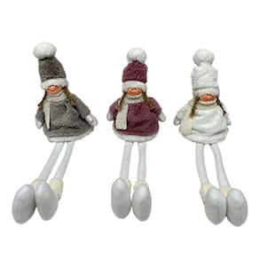 Enfeite Natal Pendente Menina Perna Longa 48Cm C/ 12 Un