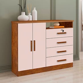 Cômoda Para Quarto Com Sapateira e 4 Gavetas