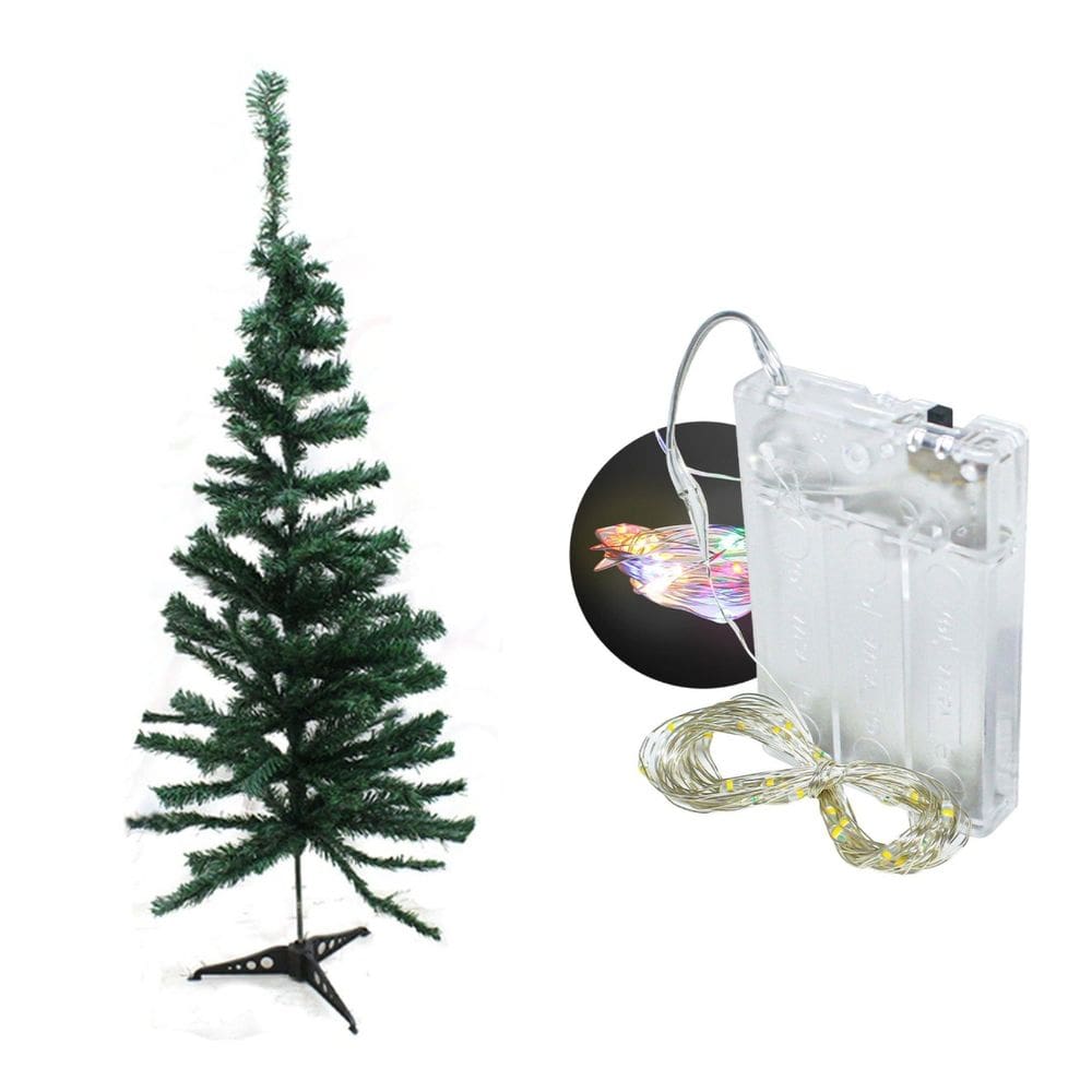 Árvore De Natal 30Cm 25 Galhos Com Pisca Colorido A Pilha