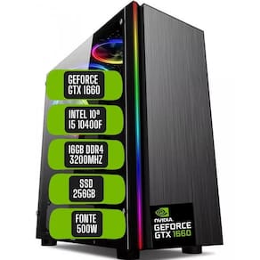 PC Gamer Skill Win Intel 10ª Geração Core i5 10400F 16GB DDR4 Placa de vídeo Geforce GTX 1660 Ti 6GB SSD 256GB STL-031