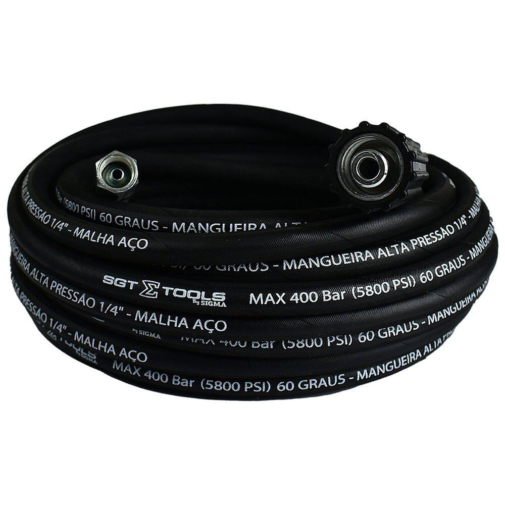 Mangueira Trama Aco m22/14 X 1/4 Femea para Lavadoras Alta Pressao - 12 Metros