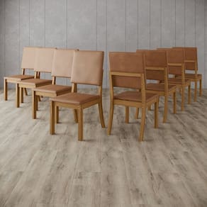 Kit 8 Cadeiras Estofadas para Mesa Jantar - Milla Plus Marrom/Caramelo
