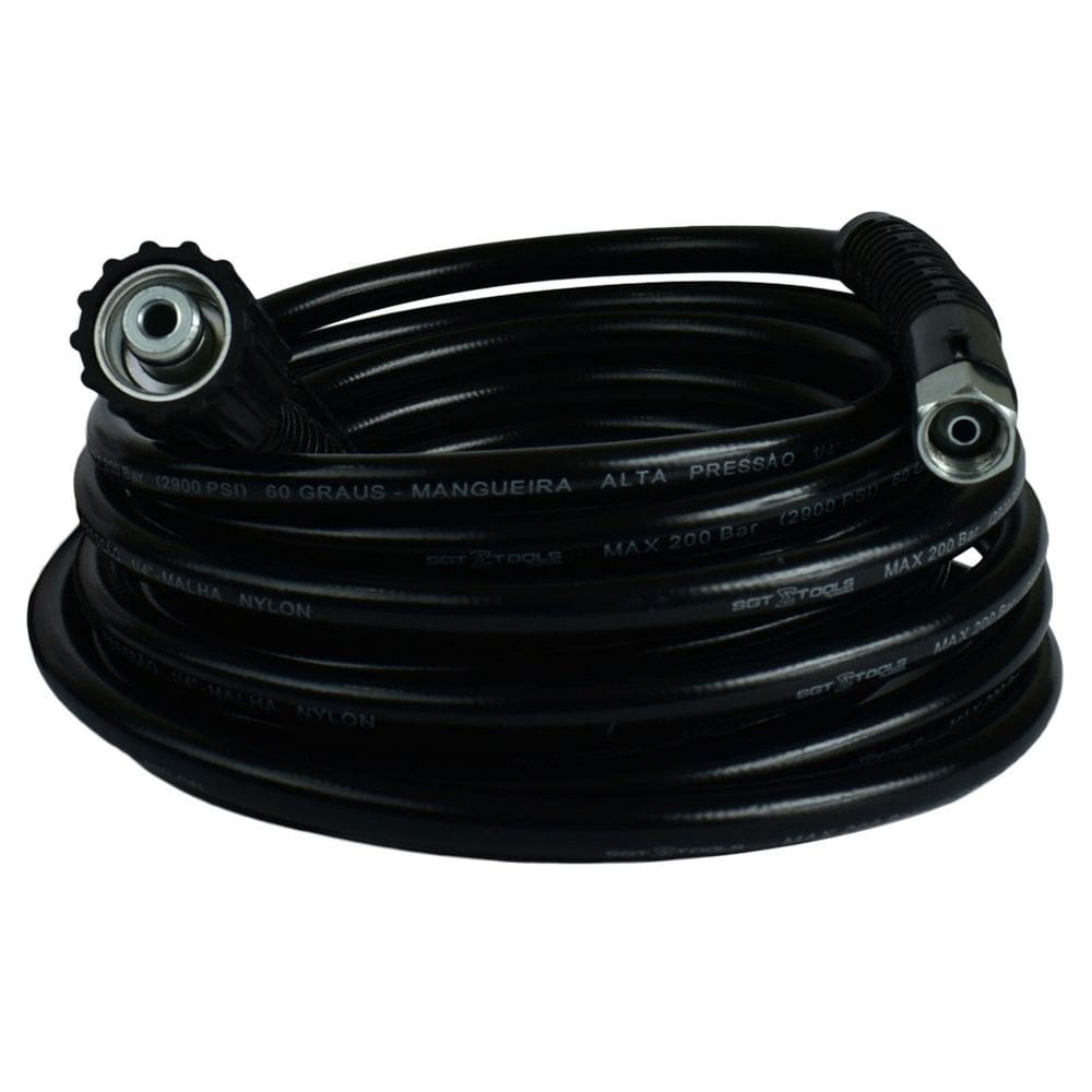 Mangueira Trama Nylon m22/14 X 1/4 Femea para Lavadoras Alta Pressao - 7 Metros