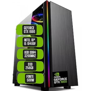 PC Gamer Skill Win Intel 10ª Geração Core i5 10400F 8GB DDR4 Placa de vídeo Geforce GTX 1660 Ti 6GB SSD 256GB STL-029