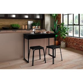 Mesa para Cozinha Dobrável 1590 c/ 2 Banquetas Preto - Carraro