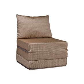 Sofá Cama Solteiro Luck Puff D23 Marrom Quadriculado - Luckspuma