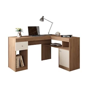 Mesa de Computador Nilo c/ 1 Porta e 1 Gaveta Buriti/Off White - Caemmun