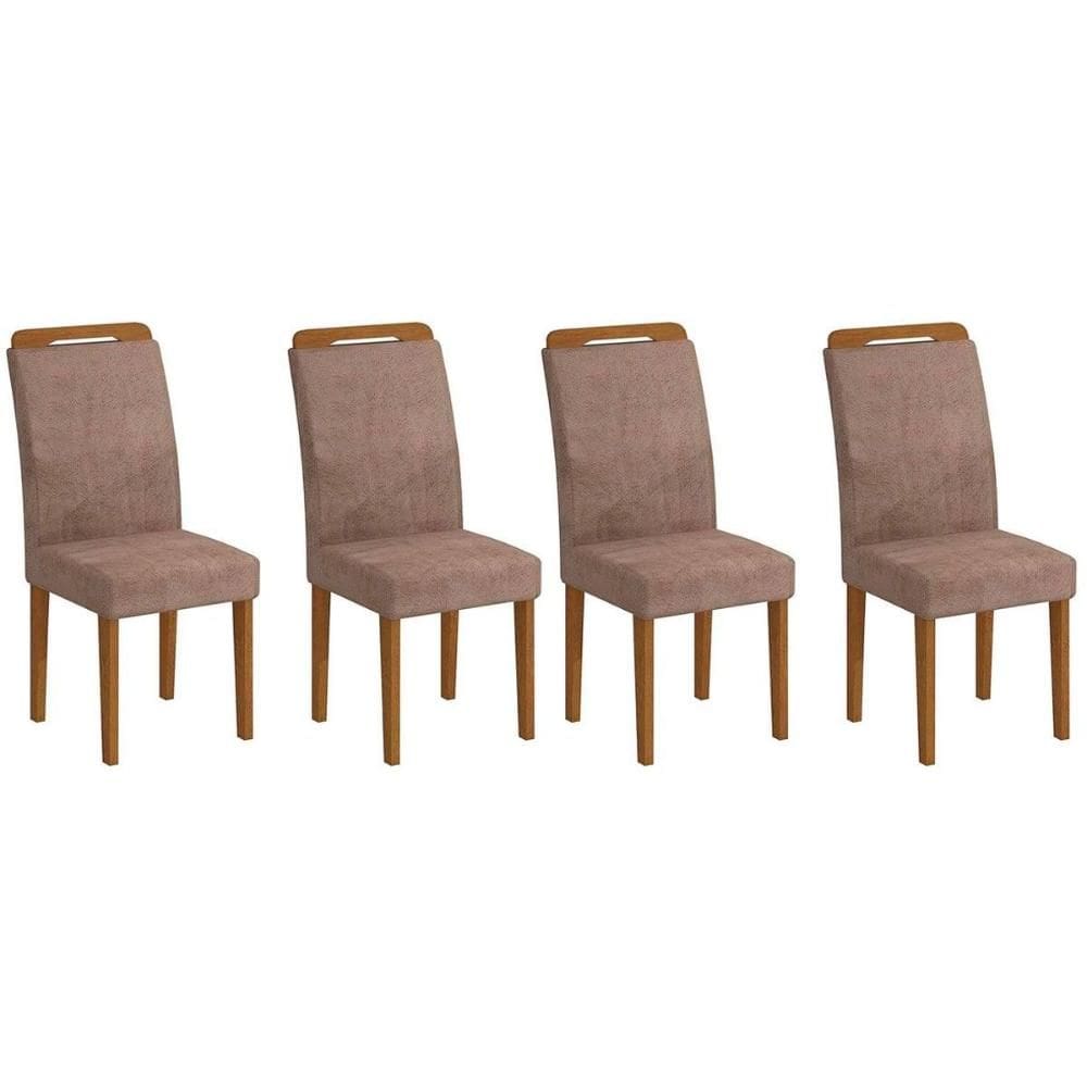 Cadeira Sala de Jantar Athenas Kit 4 Un Imbuia-Capuccino/Suede Capuccino - Rufato