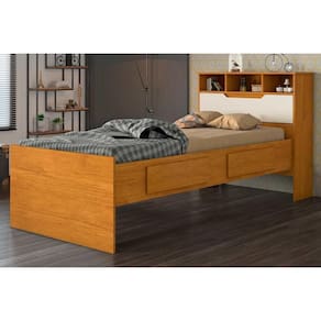 Cama Solteiro Ravena c/ 2 Gavetas Cinamomo/Off White - Conquista