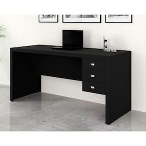 Mesa de Escritório ME4113 c/ 3 Gavetas Preto - Tecno Mobili