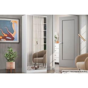 Armário Sapateira Quarto Grife c/ 2 Portas c/ Espelho e 1 Gaveta Branco - Demóbile