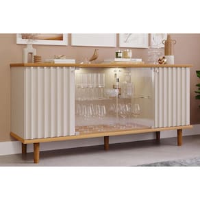 Buffet de Sala Jantar Janice c/ 4 Portas c/ Vidro Nature/Off White - Cimol