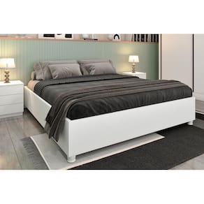 Cama de Casal Queen Mônaco Branco/Neve - Tcil Móveis
