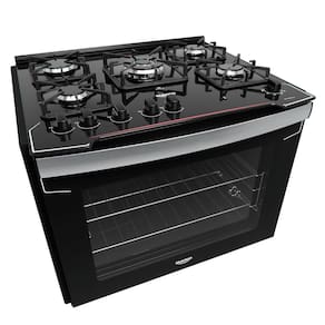 Fogão de Embutir 5 Bocas Dako Diplomata Preto com Mesa de Vidro Bivolt