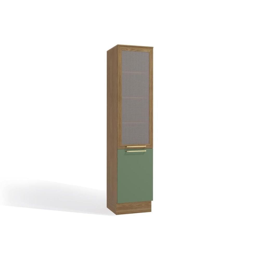 Paneleiro de Cozinha Botanic M626 c/ 2 Portas (1 c/ Tela) 50cm Nogueira/Verde - Kappesberg