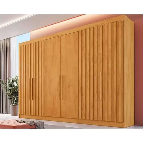 imagem-Guarda Roupa Casal 6 Portas (4 Ripadas) e 6 Gavetas Ripadas Potente Peroba - Europa - Marrom