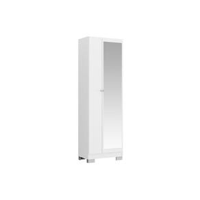 Armário Multiuso Lavanderia 547 c/ 2 Portas (1 c/ Espelho) c/ Pés Branco - Carraro