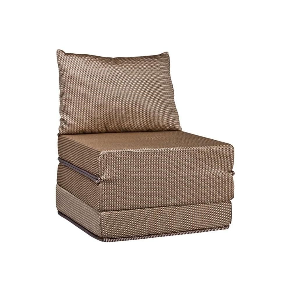 Sofá Cama Solteiro Luck Puff D23 Marrom Quadriculado - Luckspuma
