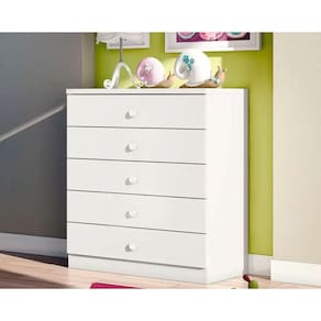 Cômoda Infantil Bala de Menta c/ 5 Gavetas Branco - Henn