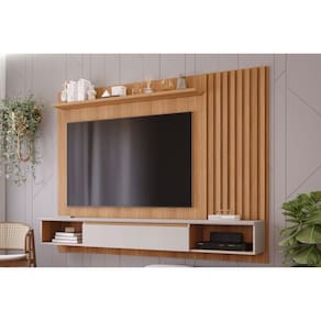 Painel Home p/ TV até 65 Pol Bahamas Ripado c/ 1 Porta 215X157cm Nature/Off White - Permóbili