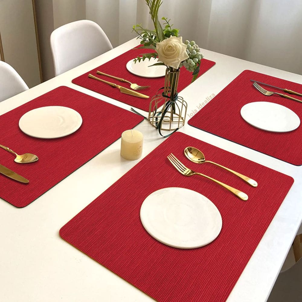 10 Jogo Americano Juta Vermelho Impermeável Limpa Facil Pvc