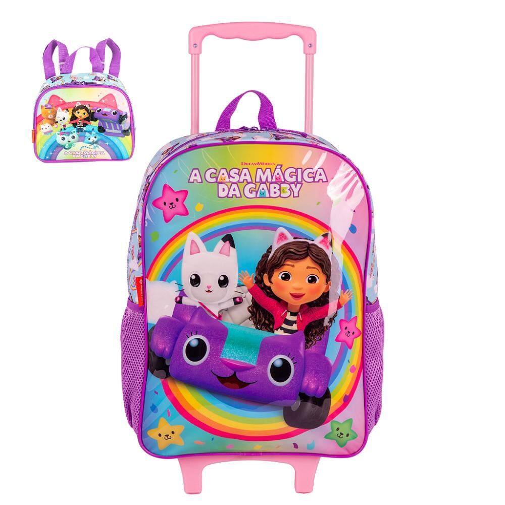 Kit Mochila Rodinha Lanheira Sestini Gabby Rainbows Colorido