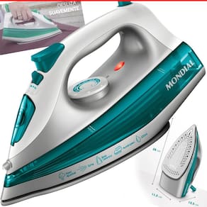 Ferro De Passar Roupa Mondial A Vapor 1200w FVN01G Antiaderente CERAMIC  BRANCO/VERDE