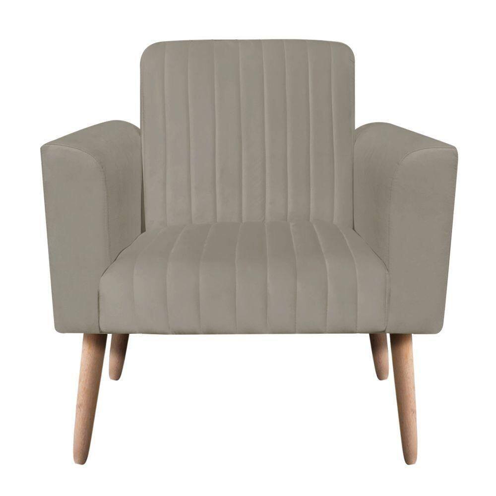 Poltrona Viena Gomada Suede Pés Palito Natural D`rossi Cor Marrom Rato