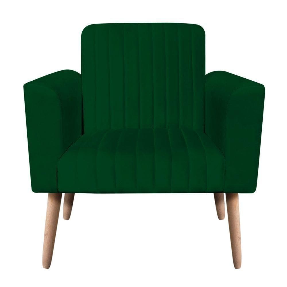 Poltrona Viena Gomada Suede Pés Palito Natural D`rossi Cor Verde