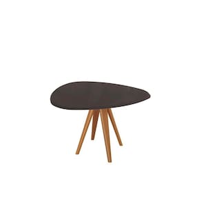 Mesa de Sala Jantar Duna Madeira Maciça c/ Tampo Madeirado c/ Vidro 135x105cm Carvalho/Preto fosco/Vidro preto - Kappesberg