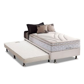Cama Box c/ Auxiliar Solteiro: Colchão Herval Maxspring American + Base CRC Courano Branco (88x188)