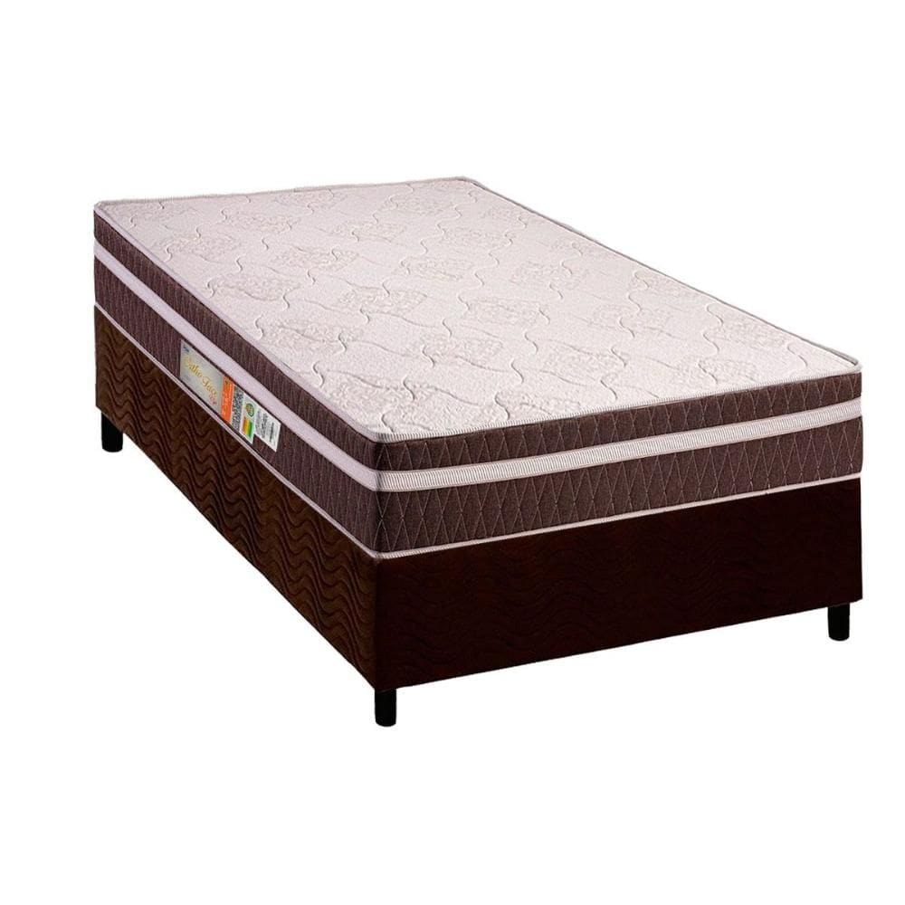 Conjunto Box Solteiro: Colchão Anatômico Polar D28 Orthoface Vip Brown + Base CRC Suede Brown (88x188)