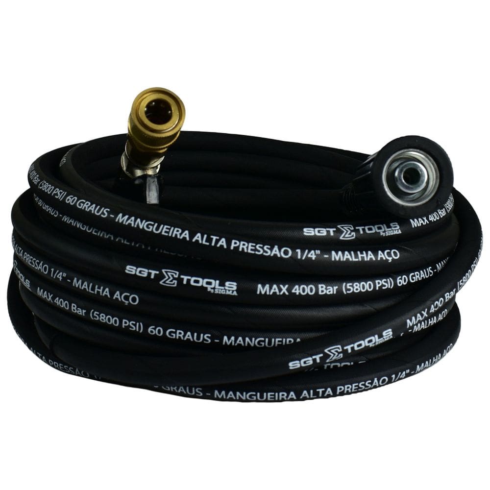 Mangueira Trama Aco m22/14 X Engate Rapido para Lavadoras Alta Pressao - 12 Metros