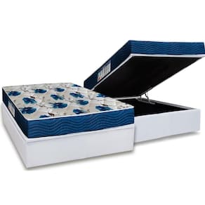 Cama Box Baú Casal: Colchão Anatômico Ortobom D28 ISO 60 Super Firme + Base CRC Courano White (138x188)