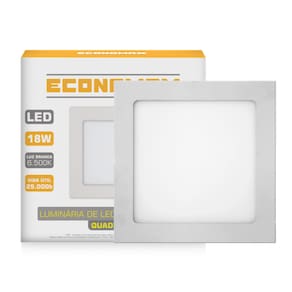 Painel Plafon 18w Quadrado Sobrepor Led 6500K Branca Frio Bivolt Economax