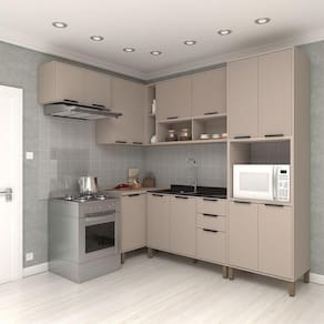 Cozinha Modulada Completa 6 Peças Com Balcões E Aéreos Sem Pia Stylo Luciane Móveis Cinammon