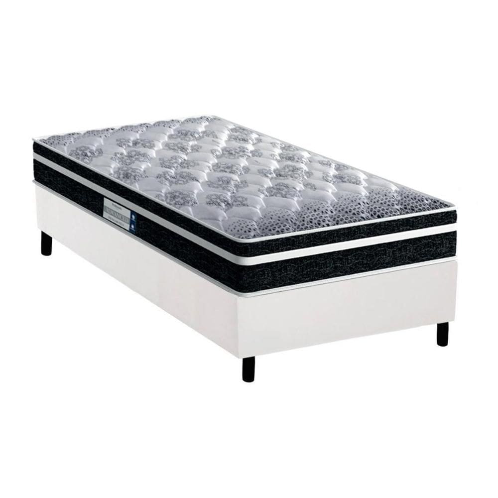 Cama Box Solteiro: Colchão Espuma D33 Probel /EP Anatômico Advanced Tech1500 Plus + Base CRC Courano White(88x188)