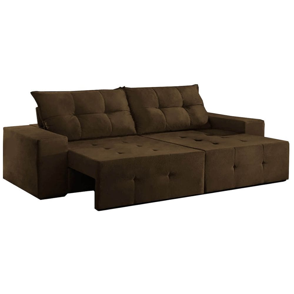 Sofá 2 Lugares Retrátil Espanha 150cm Tecido Suede Cor Marrom