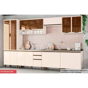 Cozinha Completa Connect 9 Peças (3Aéreos+3Balcões+1Paneleiro+2Complementos) C5P86 Off White - Henn