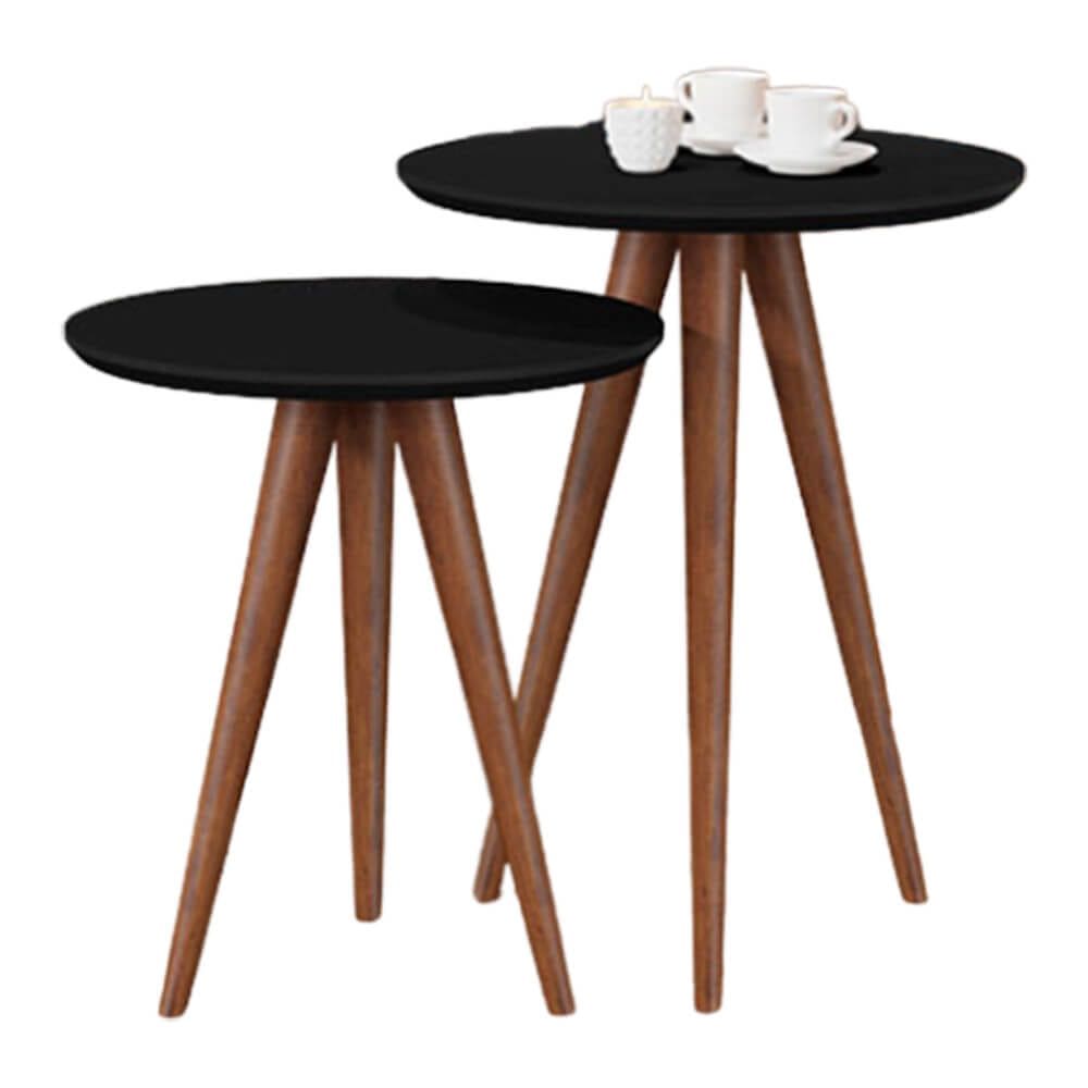 Conjunto Mesa de Apoio e Lateral Redonda Pés Palito 8003 JB Bechara Cor Preto