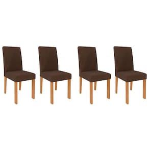 Cadeira Sala de Jantar Maia Kit 4 Un Nature/Suede Mascavo Chocolate - Cimol