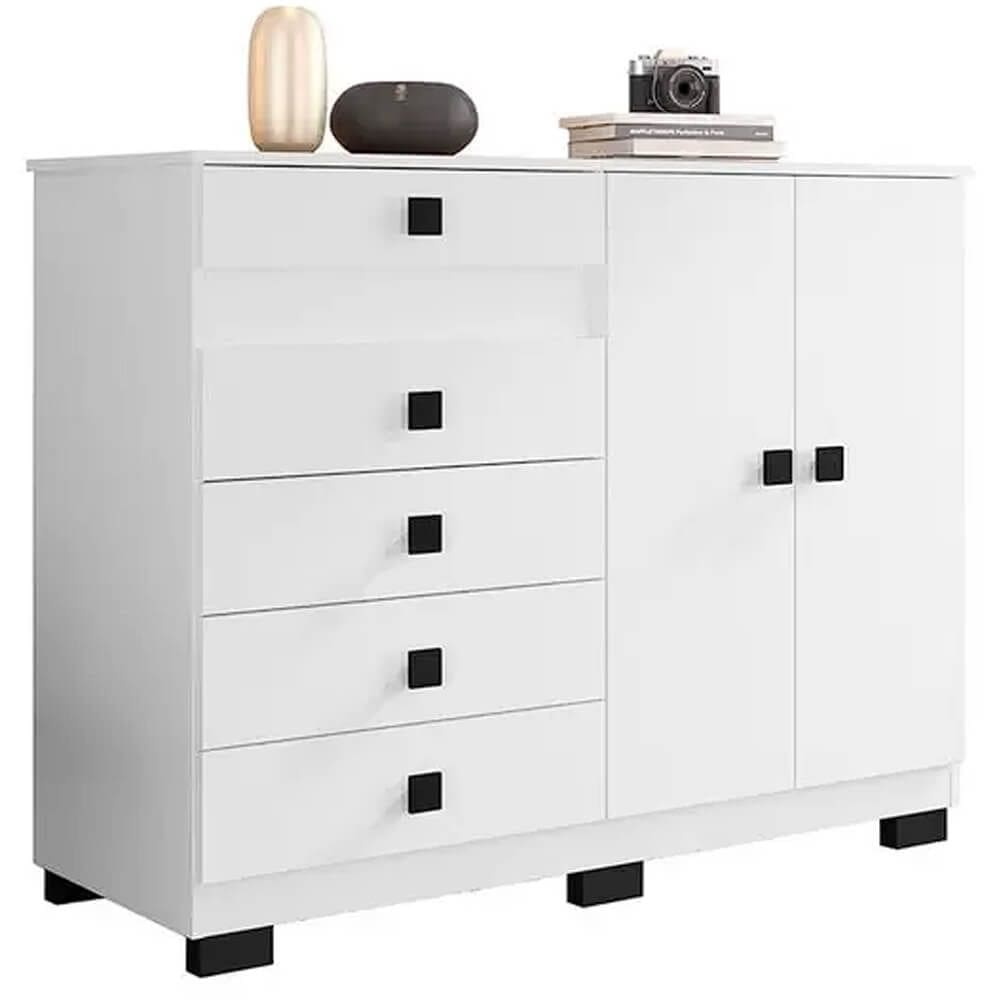 Cômoda Sapateira 2352 5 Gavetas 2 Portas Araplac Cor Branco