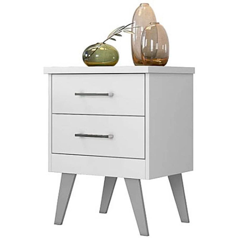 Mesa de Cabeceira 2 Gavetas Thor RudRack Cor Branco